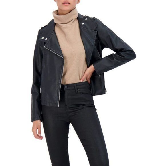 Sebby Collection Asymmetrical Faux Leather Jacket - Picture 2 of 4